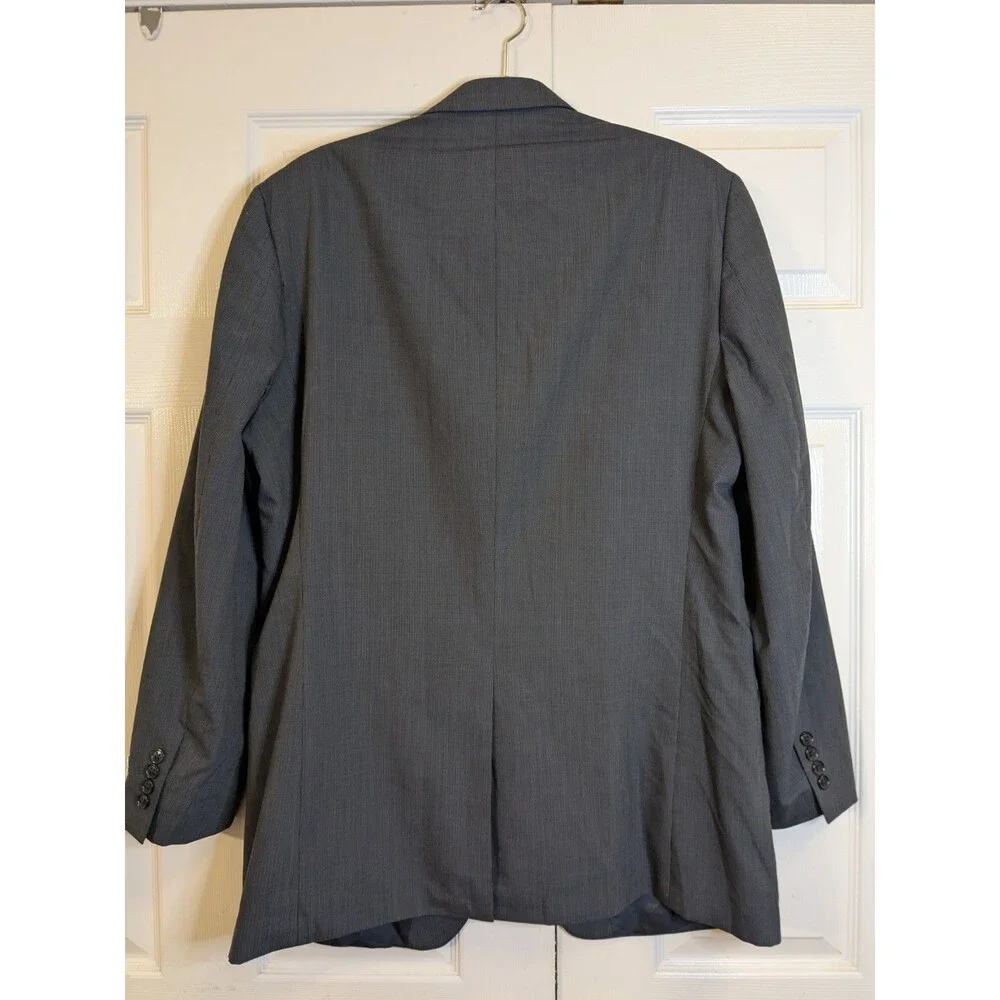 Calvin Klein Men’s Blazer 42L Navy Blue Microstripe Wool Suit Jacket Classic Fit